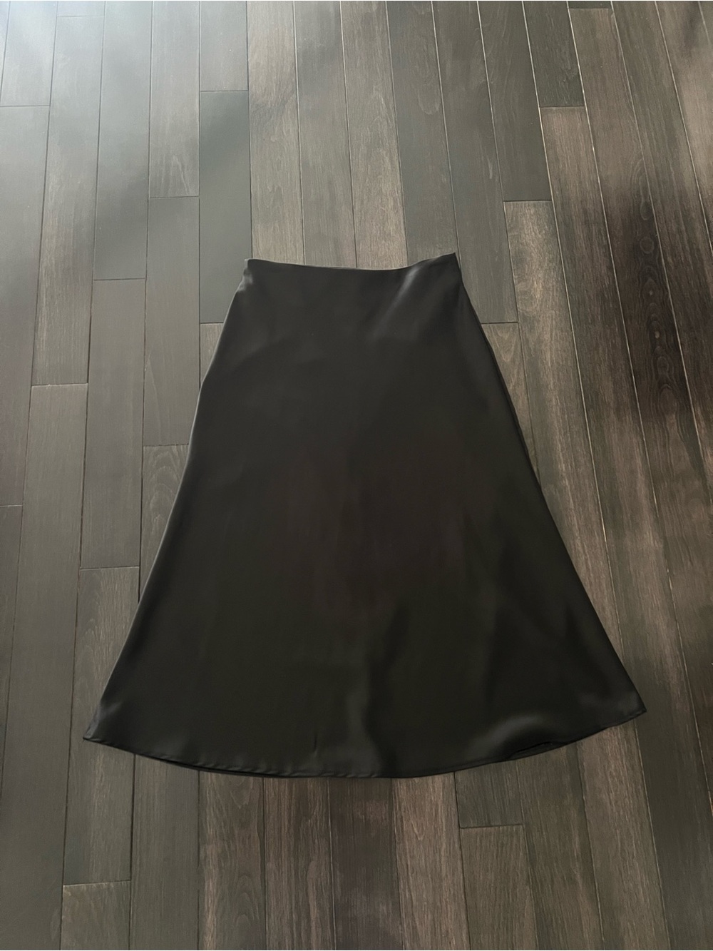 Elegant Black A-Line Satin Skirt